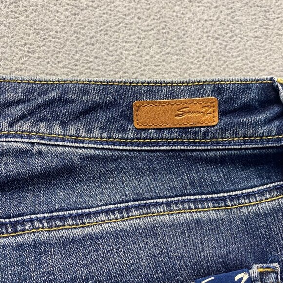 Seven 7 Womens Size 20 Dark Wash Stretch Embroidered Pockets Denim,Straight - Picture 12 of 16